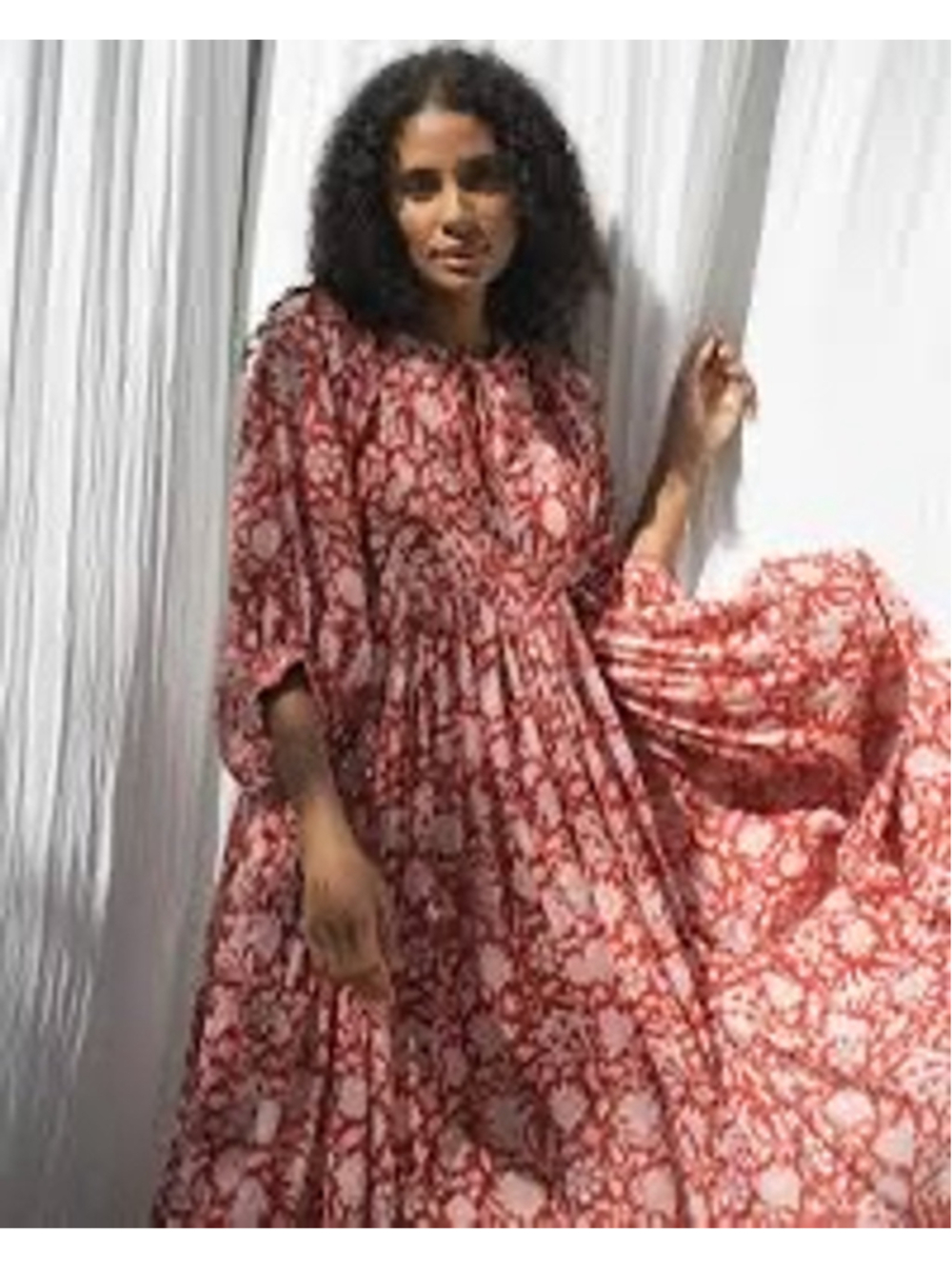 Daughters of India Kyra Floral Midi Dress In Saffron Womens Size 3XL Current